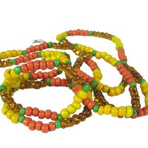 Plastic Beaded Necklace 37 inch Yellow Strand Jewelry Fashion  NO CLASP
